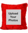 Personalised/Customised Photo Fur Red Pillow/Cushion for Valentine Day and Personalized Gifts (Fur Heart Shape Cushion with Free 1 Key Chain) - Image 2