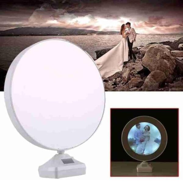 Trends Gift Store Magic Mirror Photo Frame with Light Photos Gift Personalized Frames for Valentine's Day Gifts, Anniversary, Birthday (Plastic, Tabletop, White, Pack of 1, Round, Framed) - Image 2