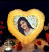 Imported Photo Personalized Heart Shape Fur LED/Light Photo Cushion/Pillow With Polyester Filler (Standard, White, 16X16 Inch) - Image 3