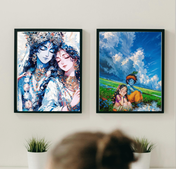 Radha Krishna Love Photo Frame Wall Decor (Pack of 2) 6x8 Size - Image 1